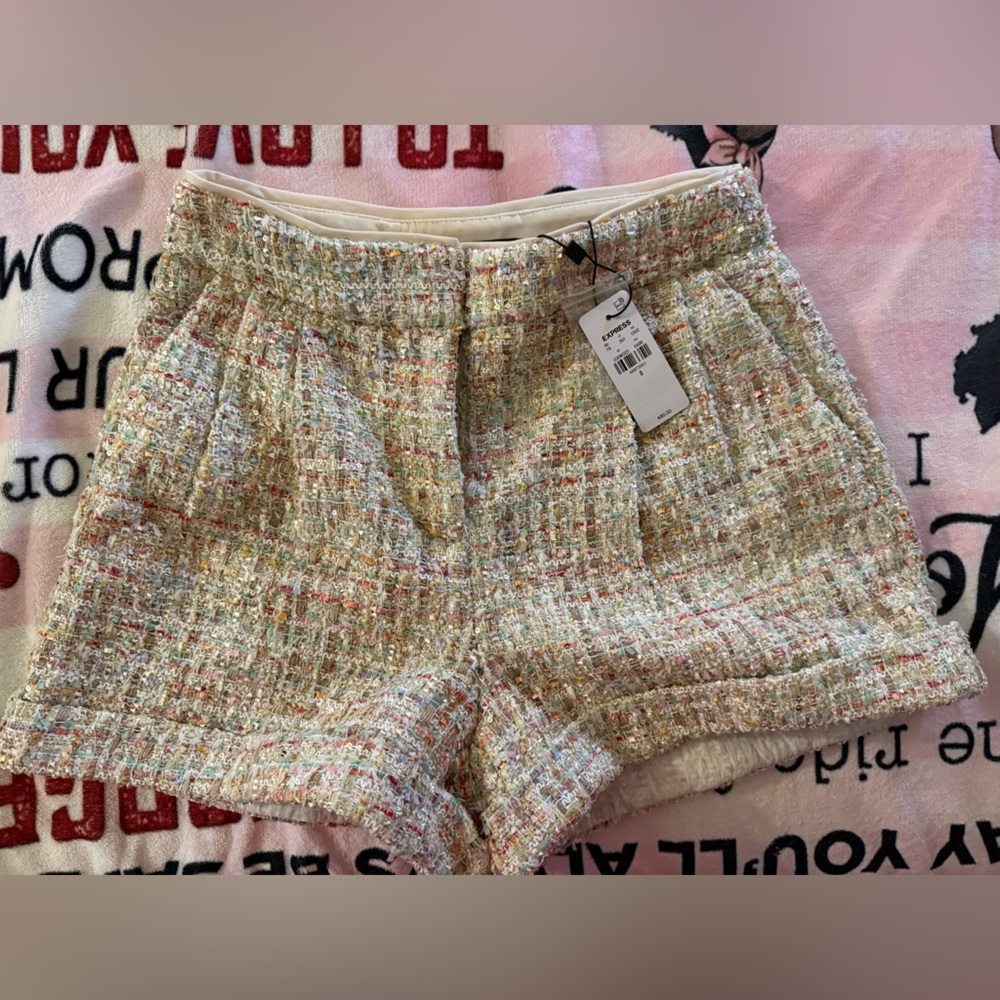 Express High Waist Multicolor Tweed Shorts